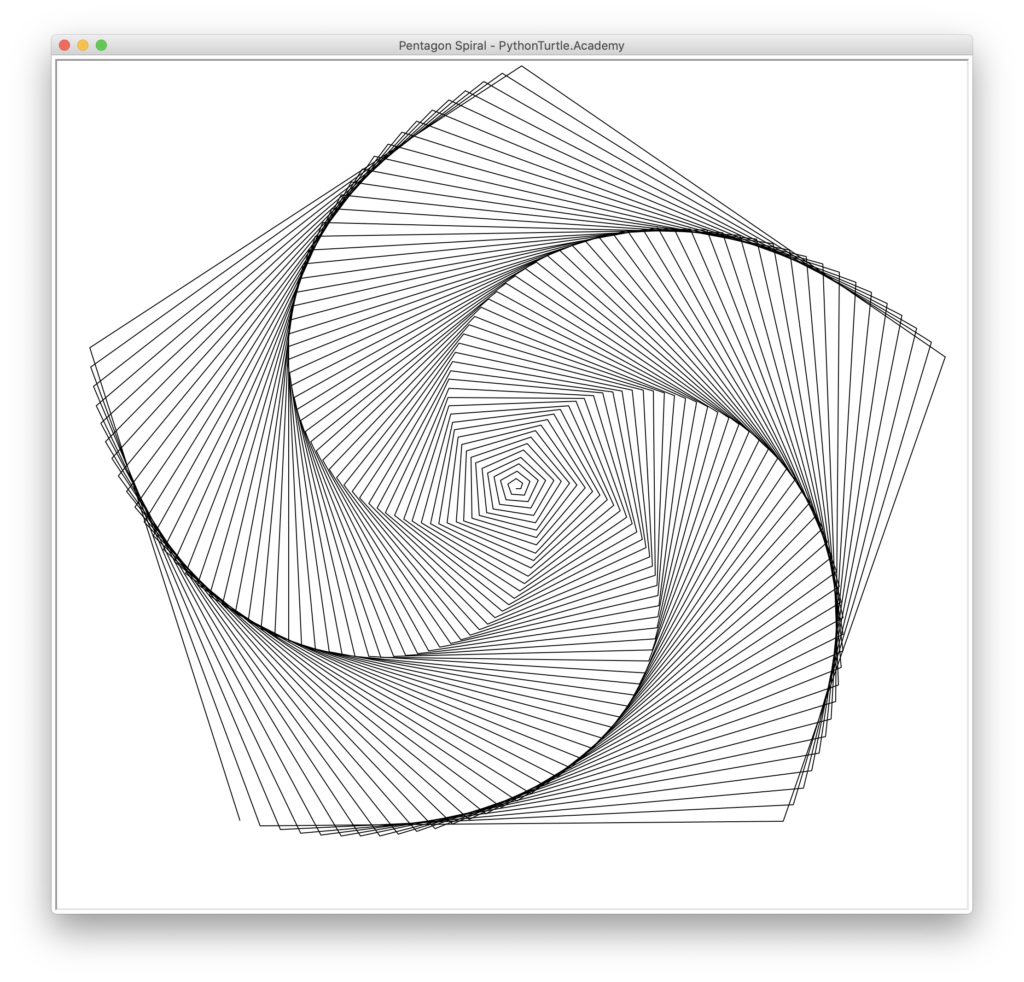 Pentagon Spiral with Python and Turtle – Python and Turtle